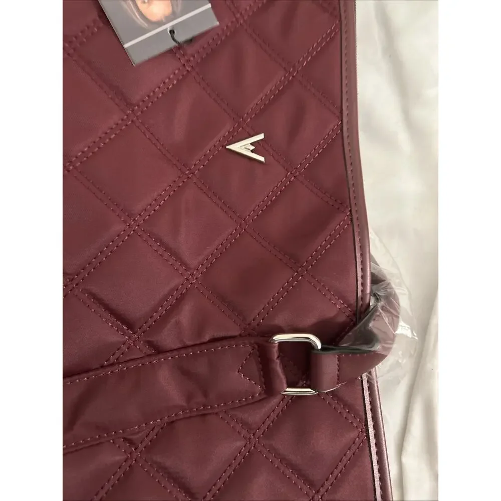 Vanessa Williams Tote Quilted Laptop Large Travel Maroon Red W/ Dustbag Nwt $139